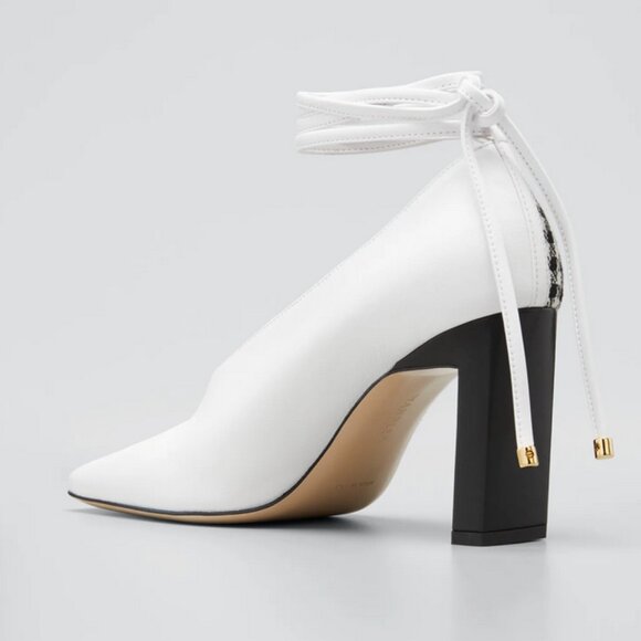 NIB size 39 WANDLER Isa Mixed Pattern Leather and Wool Ankle wrap pumps - Picture 4 of 16